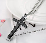 Cross Prayer Pendant Necklace Titanium Stainless Steel Chain