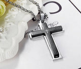 Cross Prayer Pendant Necklace Titanium Stainless Steel Chain