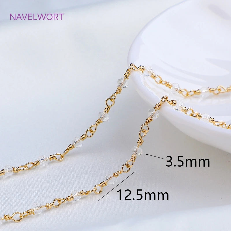 Crystal Beaded Chain 14K Plated DIY Necklace Making