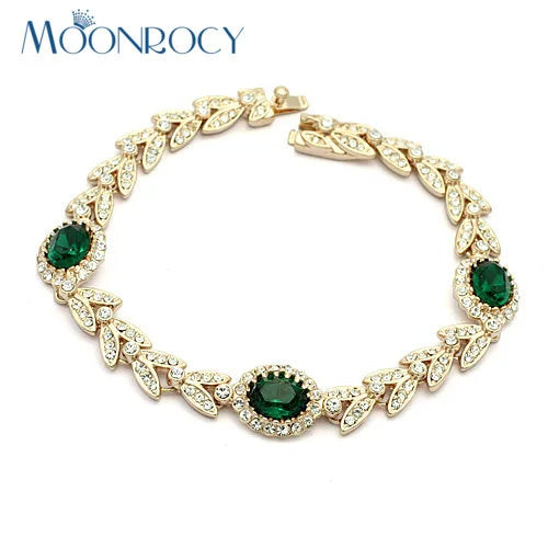 Crystal Bracelet CZ Green Purple Rose Jewelry Women Wedding Gift