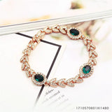 Crystal Bracelet CZ Green Purple Rose Jewelry Women Wedding Gift