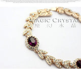 Crystal Bracelet CZ Green Purple Rose Jewelry Women Wedding Gift