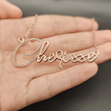Zircon Cursive Font Name Necklace for Women Personalized Pendant