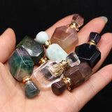 Crystal Perfume Bottle Pendant Natural Stone Vial Jewelry for Women