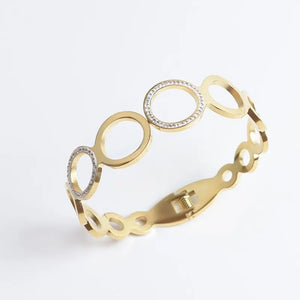 Crystal Round Stainless Steel Bangles for Women