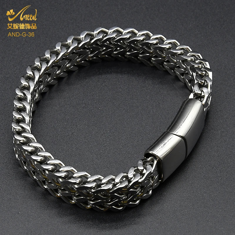 Cuban Chain Men Bracelet Stainless Steel Chain Bracelet Silver Jewelry Gift