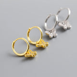 CZ Butterfly Hoop Earrings Sterling Silver 925 Women's Jewelry