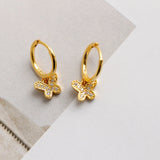 CZ Butterfly Hoop Earrings Sterling Silver 925 Women's Jewelry