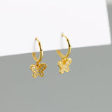 CZ Butterfly Hoop Earrings Sterling Silver 925 Women's Jewelry