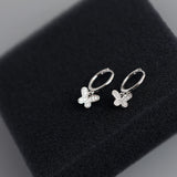 CZ Butterfly Hoop Earrings Sterling Silver 925 Women's Jewelry