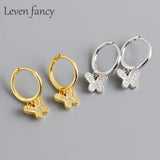 CZ Butterfly Hoop Earrings Sterling Silver 925 Women's Jewelry