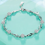 Geometric Bridal Bracelet Silver Crystal Chain Wedding Jewelry