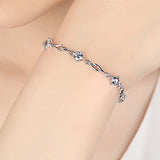 Geometric Bridal Bracelet Silver Crystal Chain Wedding Jewelry