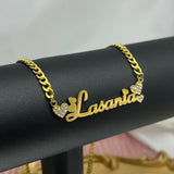 Love Name Necklace Double Heart Zircon Cuban Chain Necklace