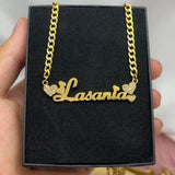 Love Name Necklace Double Heart Zircon Cuban Chain Necklace