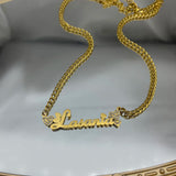 Love Name Necklace Double Heart Zircon Cuban Chain Necklace