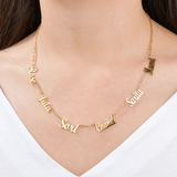 Personalized Stainless Steel Necklace with 6 Nameplates