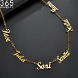 Personalized Stainless Steel Necklace with 6 Nameplates