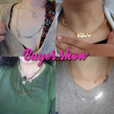 Personalized Stainless Steel Necklace with 6 Nameplates