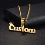 Custom Men's Crown Name Necklace Stainless Steel Party Gift