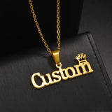Custom Men's Crown Name Necklace Stainless Steel Party Gift