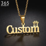Custom Men's Crown Name Necklace Stainless Steel Party Gift