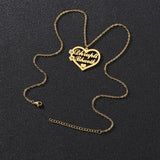 Custom Heart Name Necklace with Zircon Inlay - Romantic Jewelry