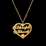 Custom Heart Name Necklace with Zircon Inlay - Romantic Jewelry