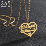 Custom Heart Name Necklace with Zircon Inlay - Romantic Jewelry
