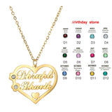 Custom Heart Name Necklace with Zircon Inlay - Romantic Jewelry