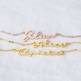 Custom Handwriting Name Necklace - Stainless Steel Signature Font Nameplate