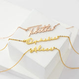 Custom Handwriting Name Necklace - Stainless Steel Signature Font Nameplate