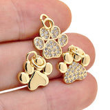 Cat Dog Bear Paw Charms Pendant Zircon Plated Women Necklace