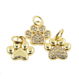 Cat Dog Bear Paw Charms Pendant Zircon Plated Women Necklace
