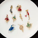 Ballet Girl Dancer Rhinestone Brooch Pin Wedding Jewelry Gift