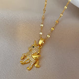 Unicorn Pendant Necklace Titanium Stainless Steel 18k Plated Chain Gift