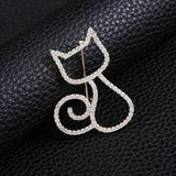 Zircon Small Cat Brooches for Women Suit Collar Animal Brooch