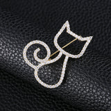 Zircon Small Cat Brooches for Women Suit Collar Animal Brooch