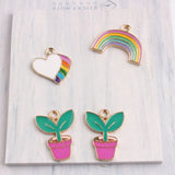 DIY Heart Rainbow Plant Floating Pendant Charms