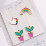 DIY Heart Rainbow Plant Floating Pendant Charms