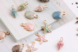 Oil Drop Alloy Sea Star Shell Pendant Charms for DIY