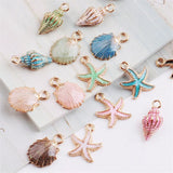 Oil Drop Alloy Sea Star Shell Pendant Charms for DIY