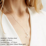 Moon Pendant Necklace Stainless Steel Charm Chain Jewelry for Women