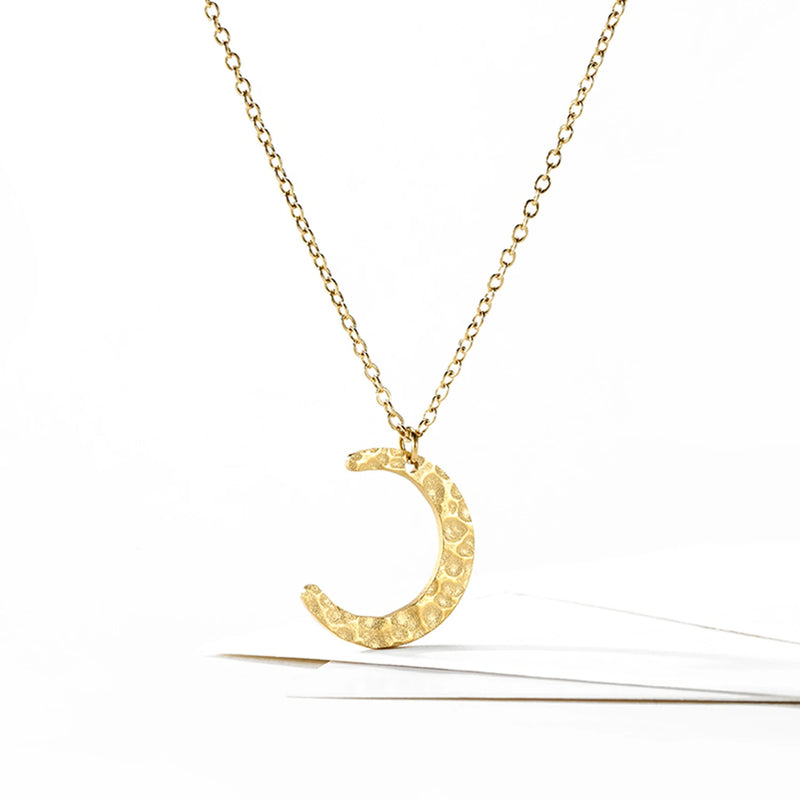 Moon Pendant Necklace Stainless Steel Charm Chain Jewelry for Women