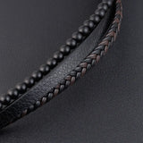 Leather Woven Beaded Bracelet Charm Man Bracelet Retro Jewelry