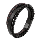 Leather Woven Beaded Bracelet Charm Man Bracelet Retro Jewelry