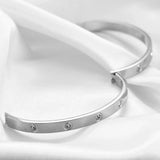 Zircon Crystal Stainless Steel Wedding Cuff Bracelet for Couple