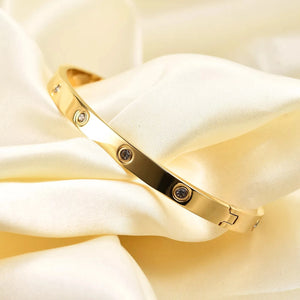 Zircon Crystal Stainless Steel Wedding Cuff Bracelet for Couple
