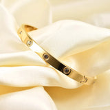 Zircon Crystal Stainless Steel Wedding Cuff Bracelet for Couple