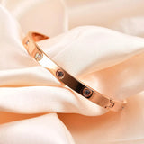 Zircon Crystal Stainless Steel Wedding Cuff Bracelet for Couple